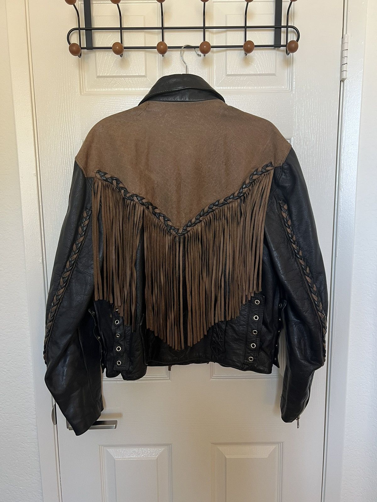 Vintage Black/Brown Western Leather Jacket Size US L / EU 52-54 / 3 - 3 Thumbnail