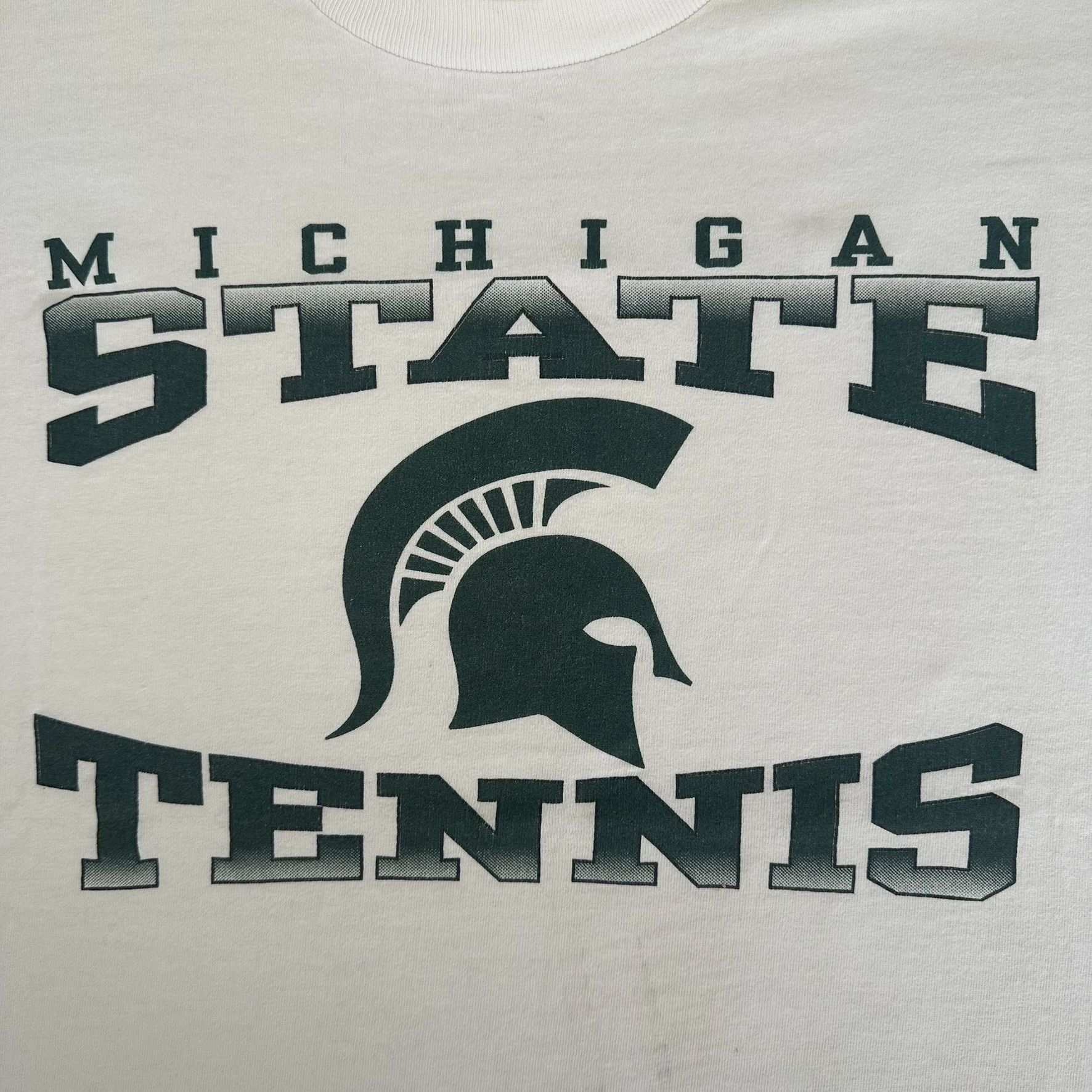 Fruit Of The Loom Vintage 90s Michigan State Spartans Tennis T-Shirt White MSU Size US XL / EU 56 / 4 - 2 Thumbnail