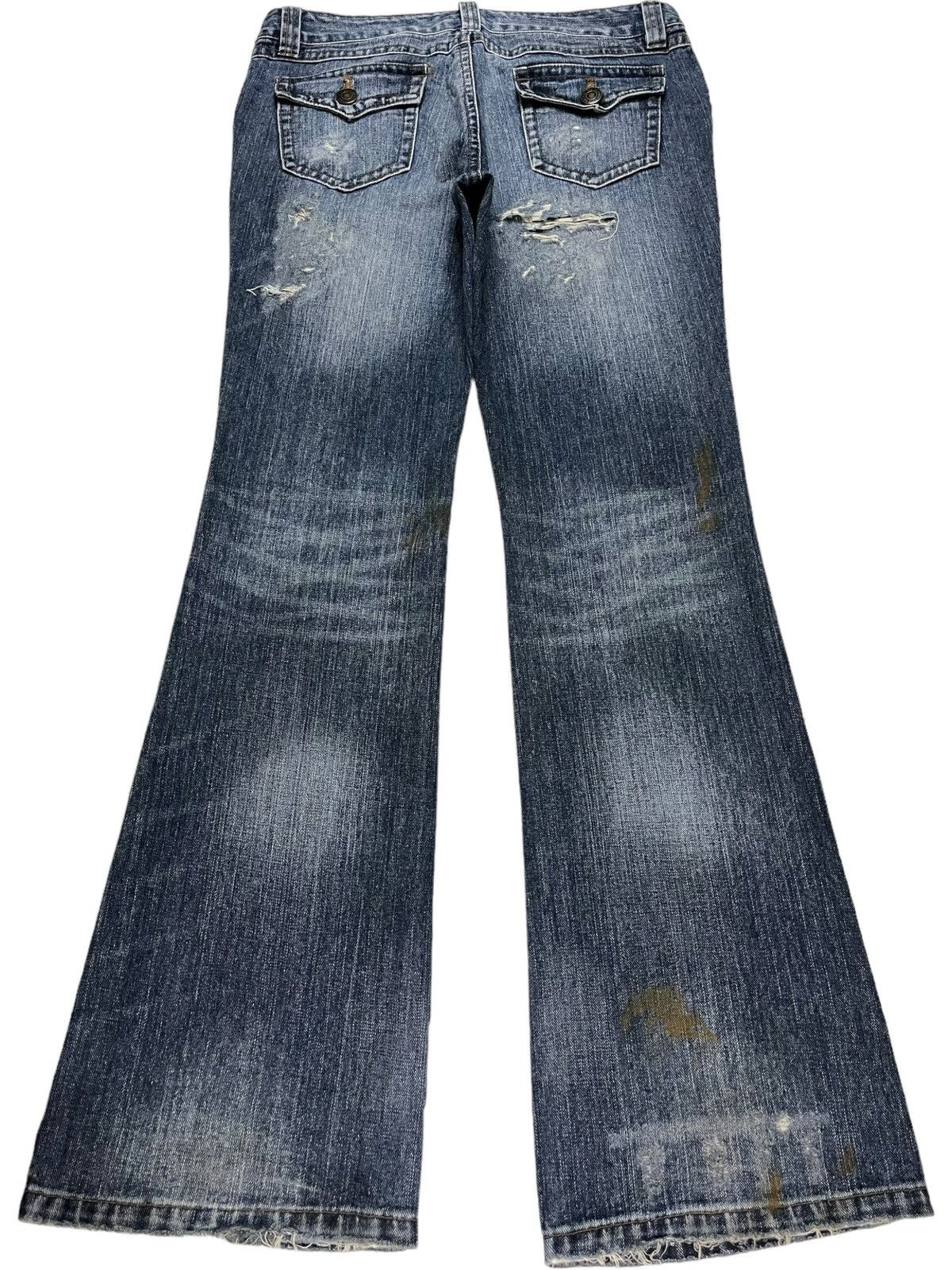 Japanese Brand × Seditionaries Vintage Japanese Brand Blue Wash Studded Flare Jeans Size 31" - 2 Thumbnail
