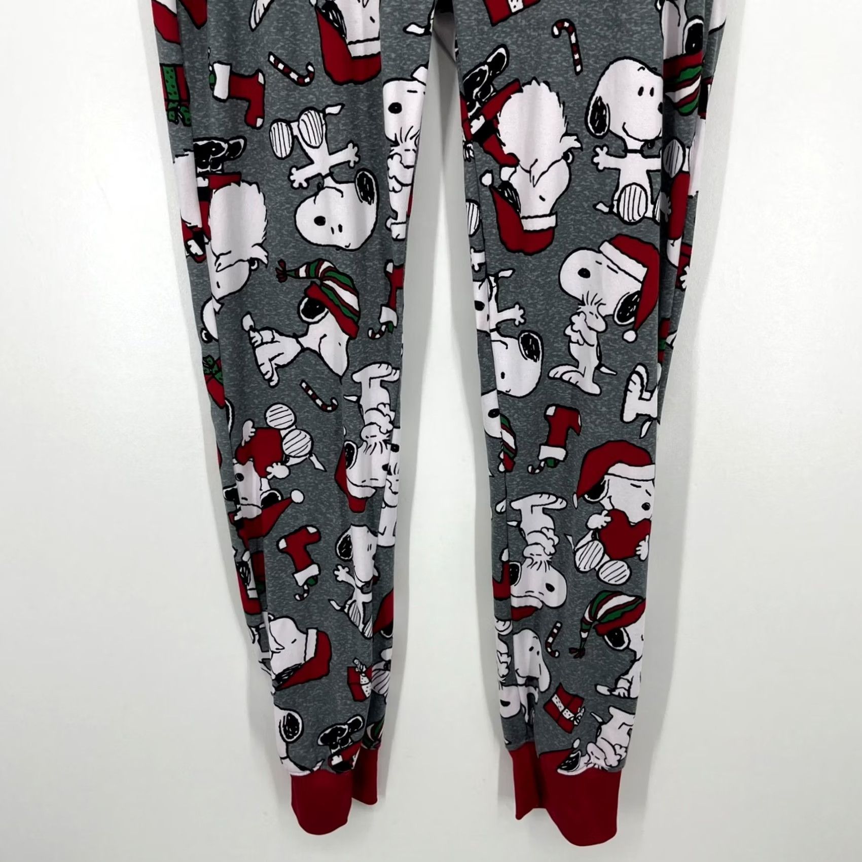 Vintage Munki Munki Peanuts Pajama Pants Men's L Gray Snoopy Christmas 2 Piece 100% Polyester Size US 33 - 3 Thumbnail