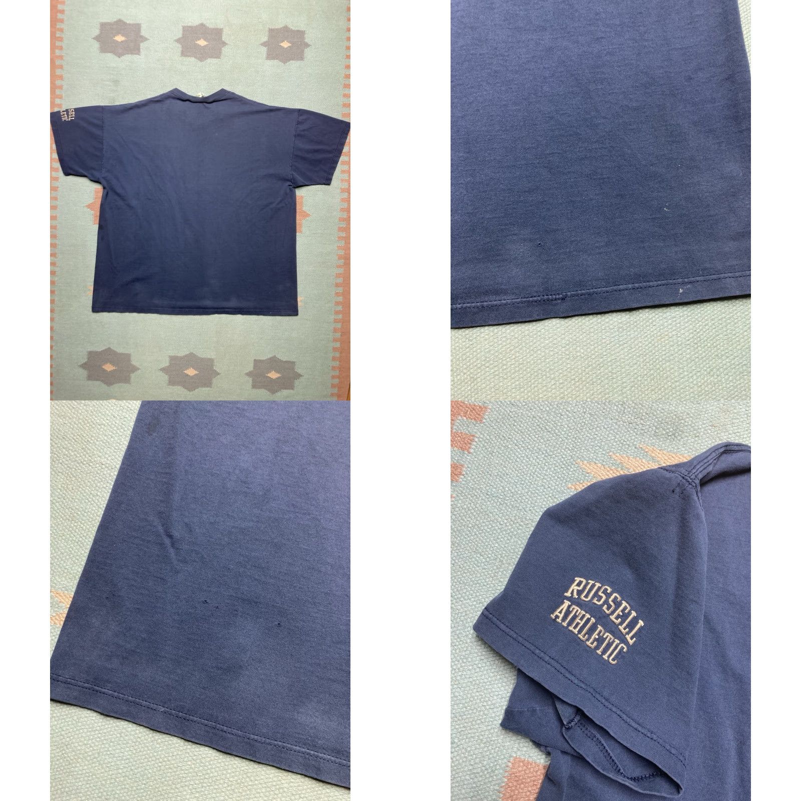 Russell Athletic VINTAGE Russell Athletic Pocket T Shirt Men XL Blue Grunge Cotton Boxy | Pockets | 27” Pit to Pit | 30” Length Size US XL / EU 56 / 4 - 8 Thumbnail