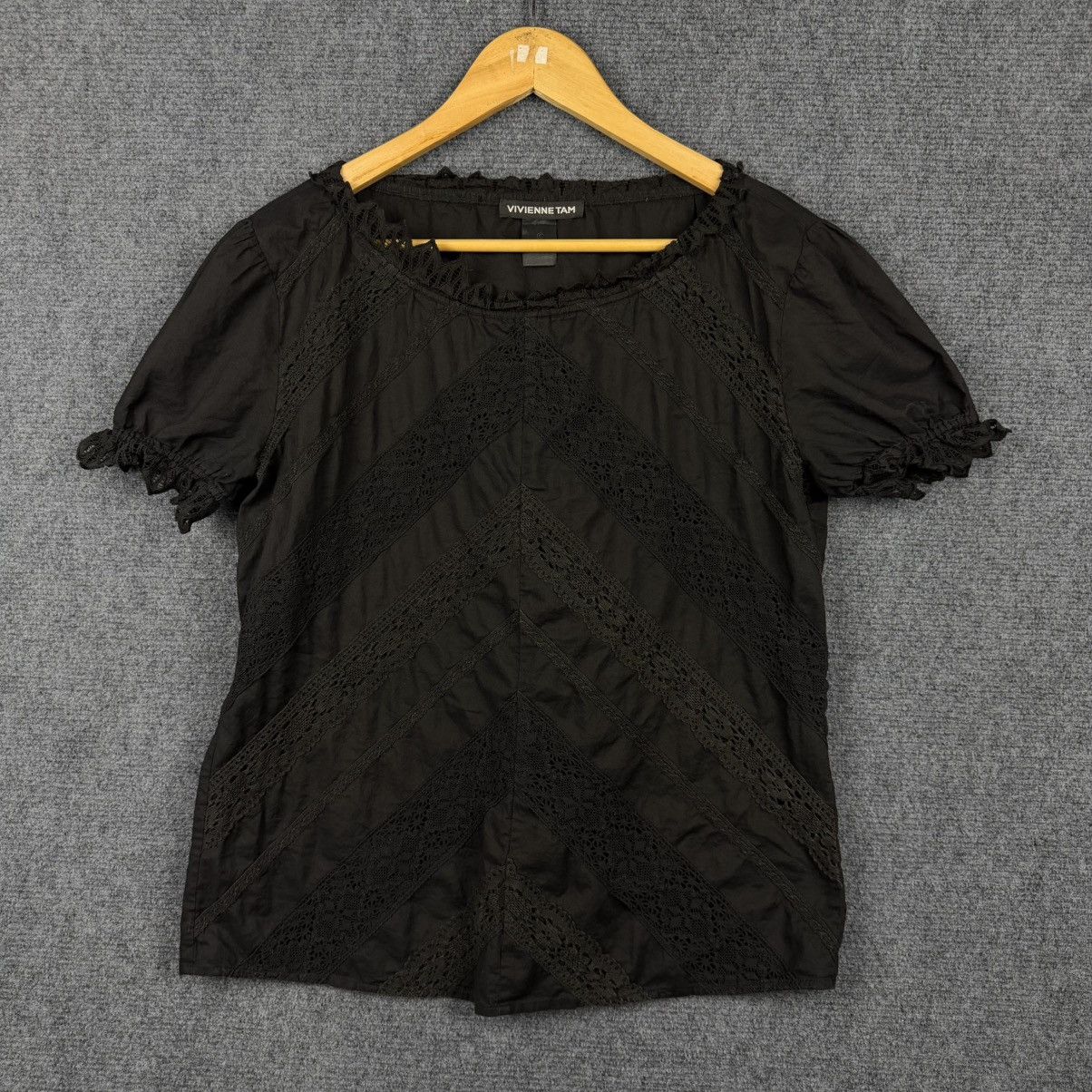 Vivienne Tam Vivienne Tam Lace-Paneled Chevron Blouse Size XS / US 0-2 / IT 36-38 - 1 Thumbnail