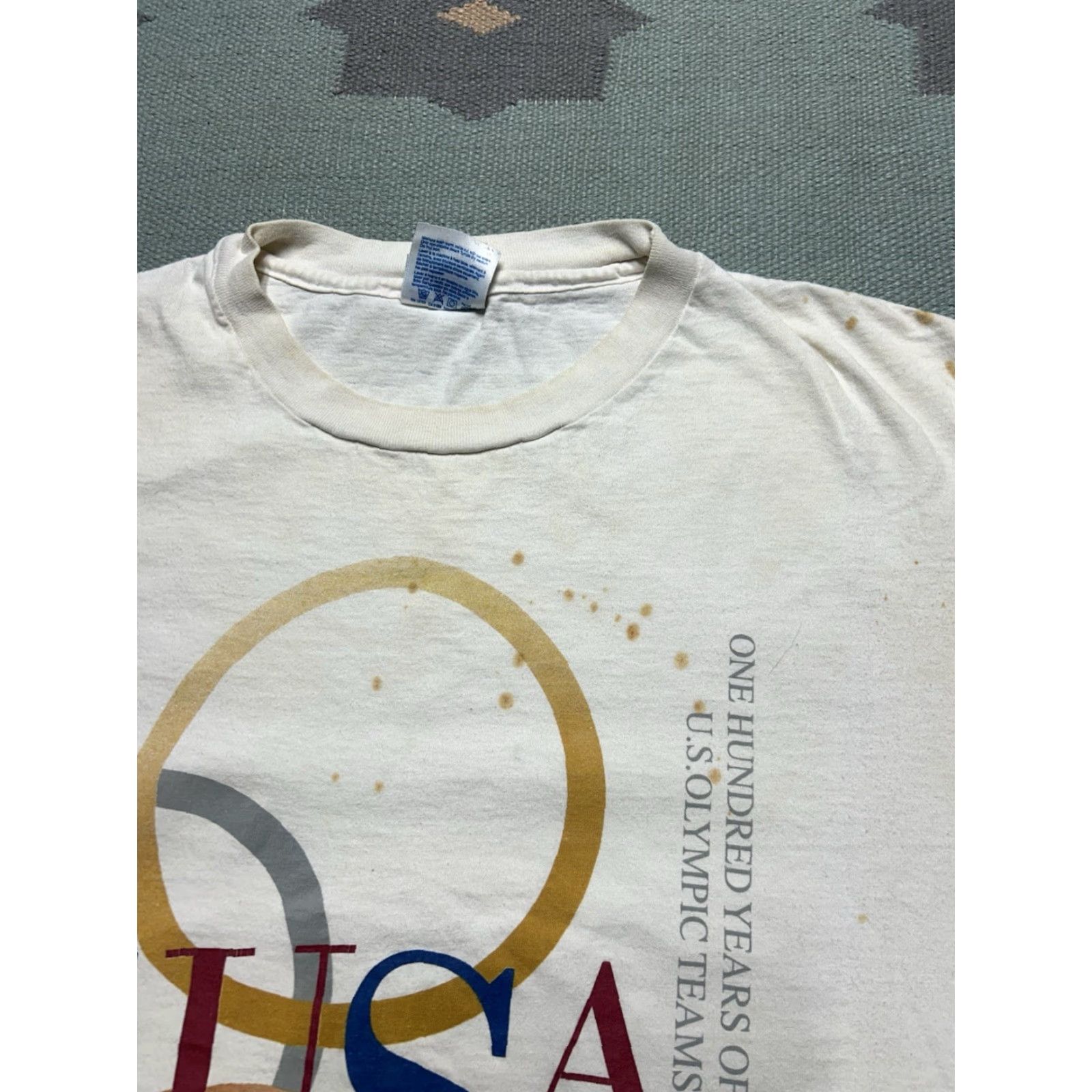 Hanes VINTAGE 90s graphic T-Shirt USA Olympics 1996 Hanes XL Grunge White Mens XL Size US XL / EU 56 / 4 - 7 Thumbnail