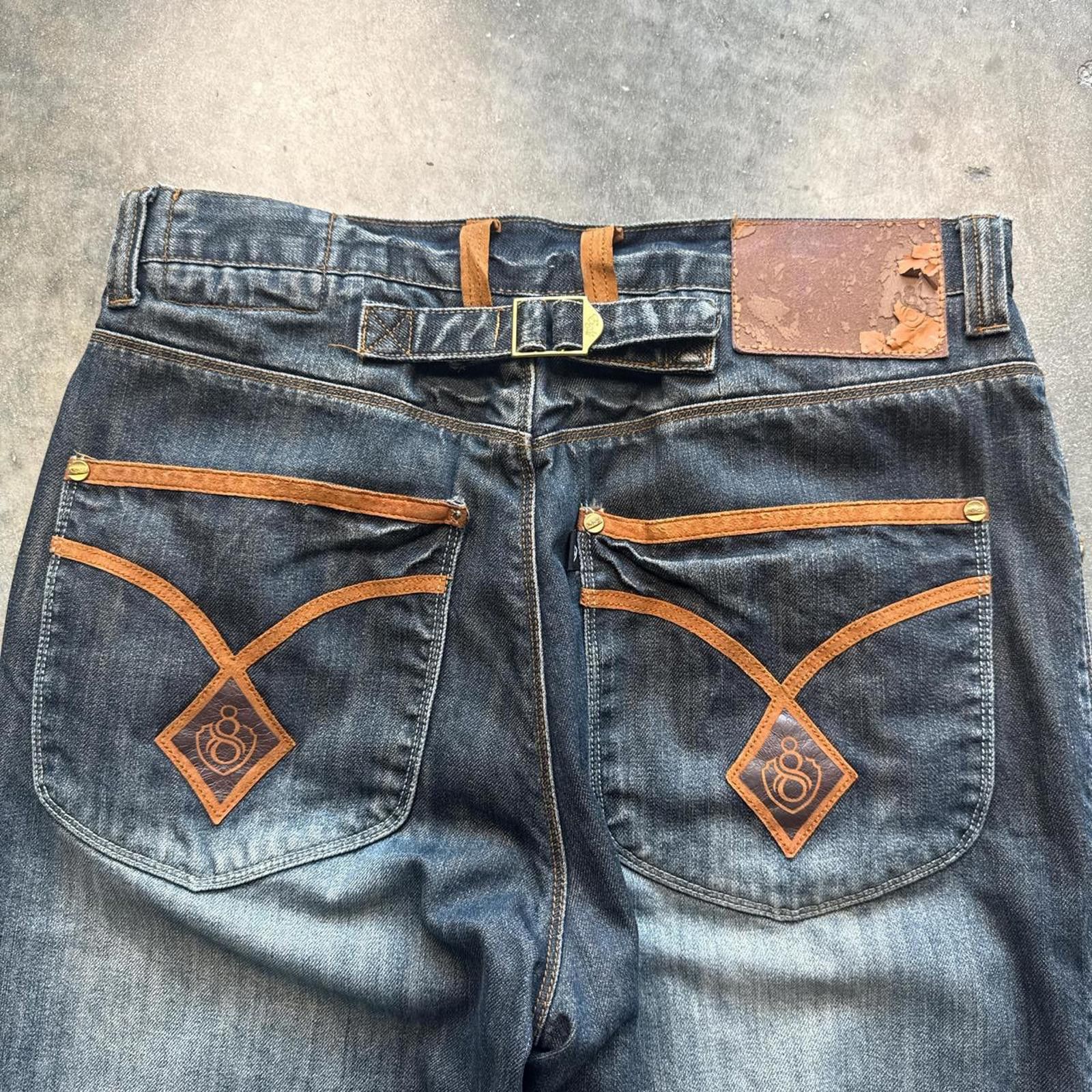Eighty Eight Eight 732 Vintage 90's Cargo Denim Jeans & Multiple Pockets Size US 34 / EU 50 - 4 Thumbnail