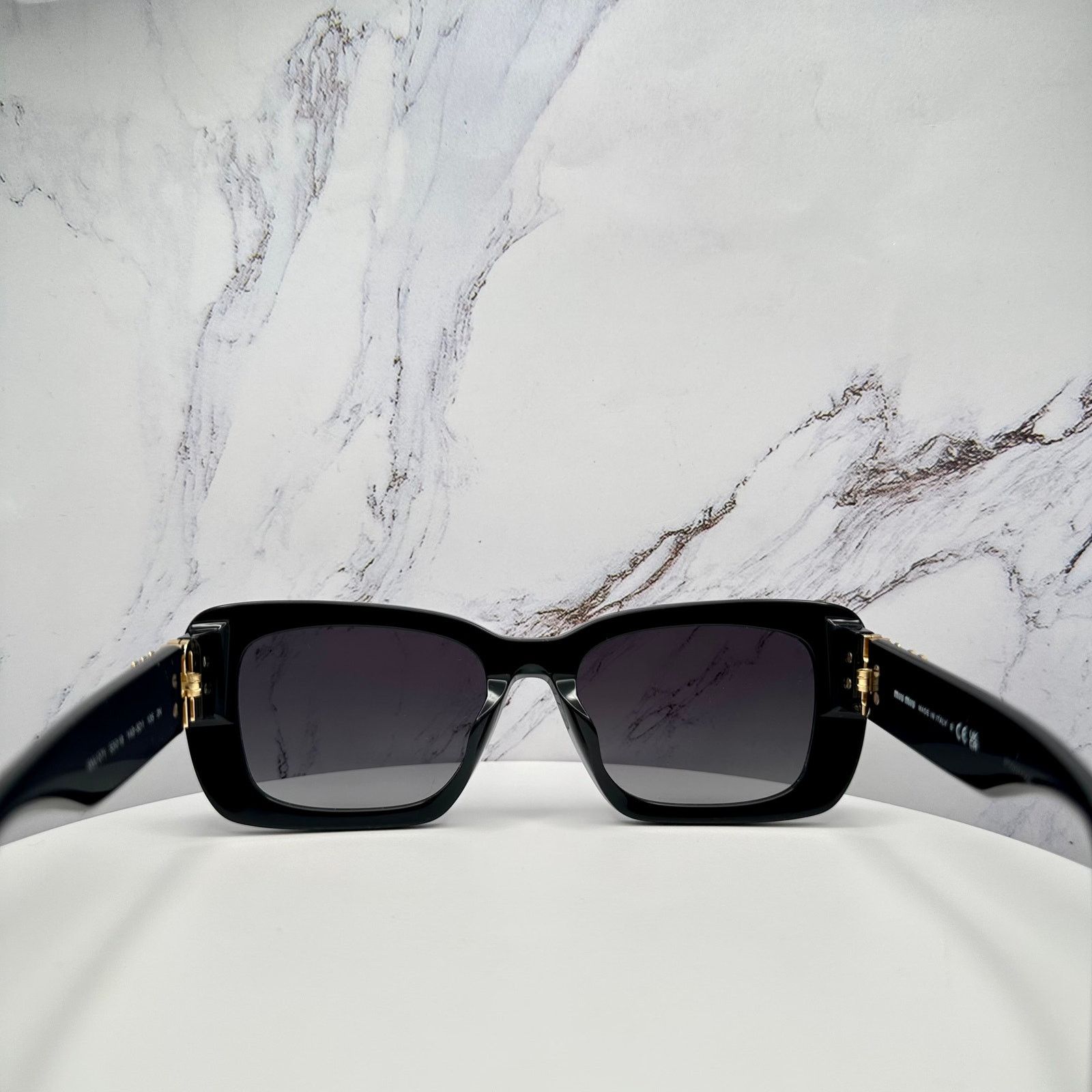 Miu Miu New MIU MIU Sunglasses Black Gold Metal Logo Authentic Size ONE SIZE - 12 Thumbnail