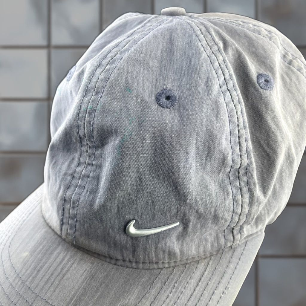 Nike VINTAGE 90s Nike Sun Faded Swoosh Strapback Hat Baseball Cap Men One Size Gray Canvas Fur Cotton Acrylic Size ONE SIZE - 1 Thumbnail