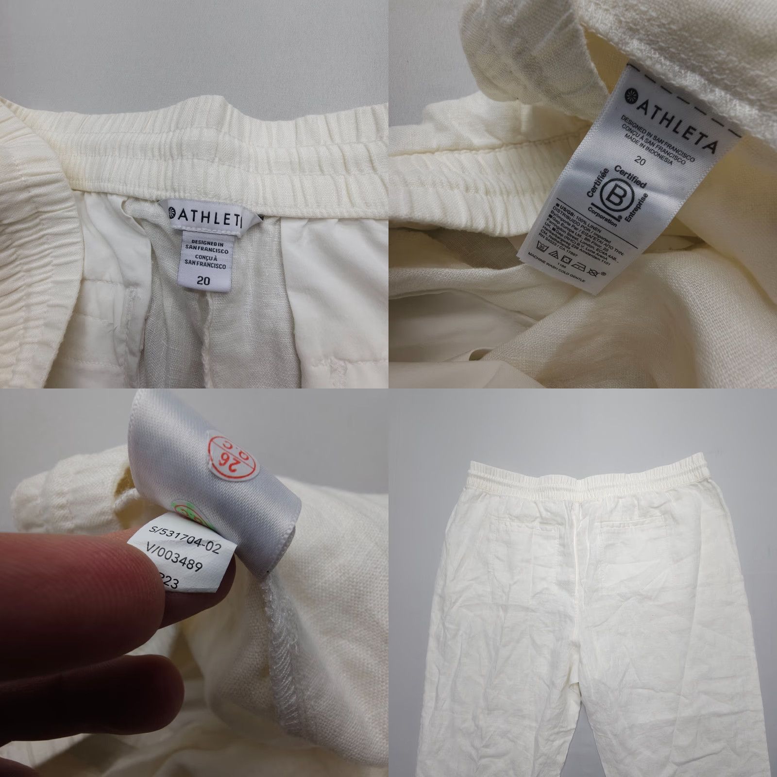 Athleta Athleta Linen Jogger Pants Women Plus Size 20 White Drawstring Elastic Waist Pockets 26in Inseam Womens Size 42" / US 20 - 8 Thumbnail