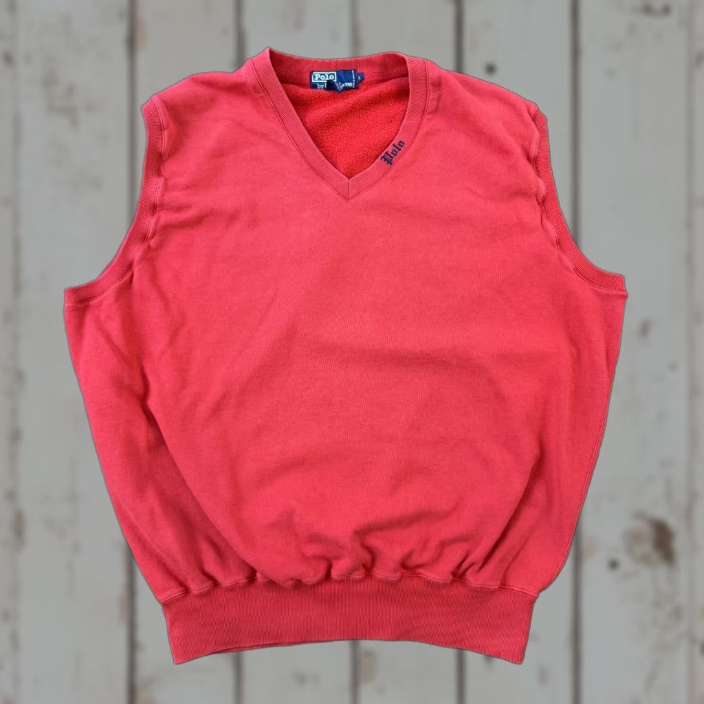 Polo Ralph Lauren VINTAGE Polo Ralph Lauren Vest Sweater Mens L Red Fleece Cotton Acrylic V-Neck Polo Ralph Lauren Vest L Red Size US L / EU 52-54 / 3 - 1 Thumbnail