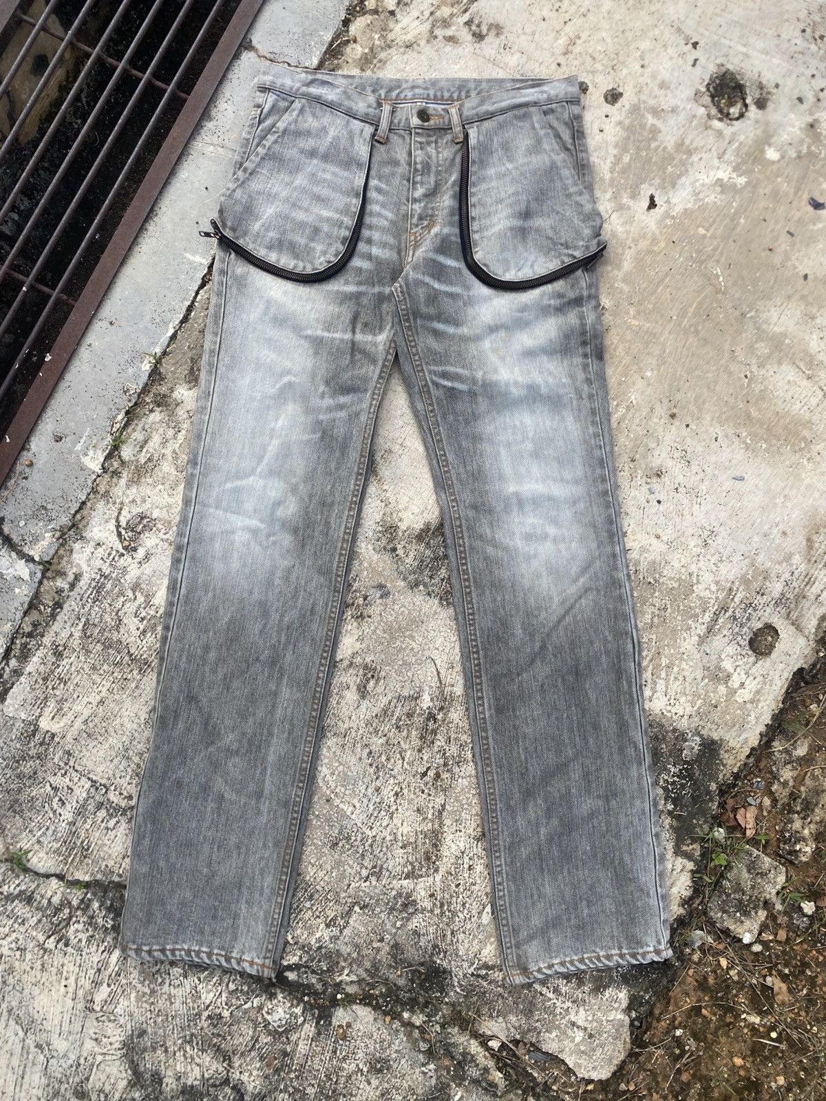 Japanese Brand Vintage L.Z.G Streetwear Grey Denim with Dual Zip Pockets Size US 32 / EU 48 - 2 Thumbnail