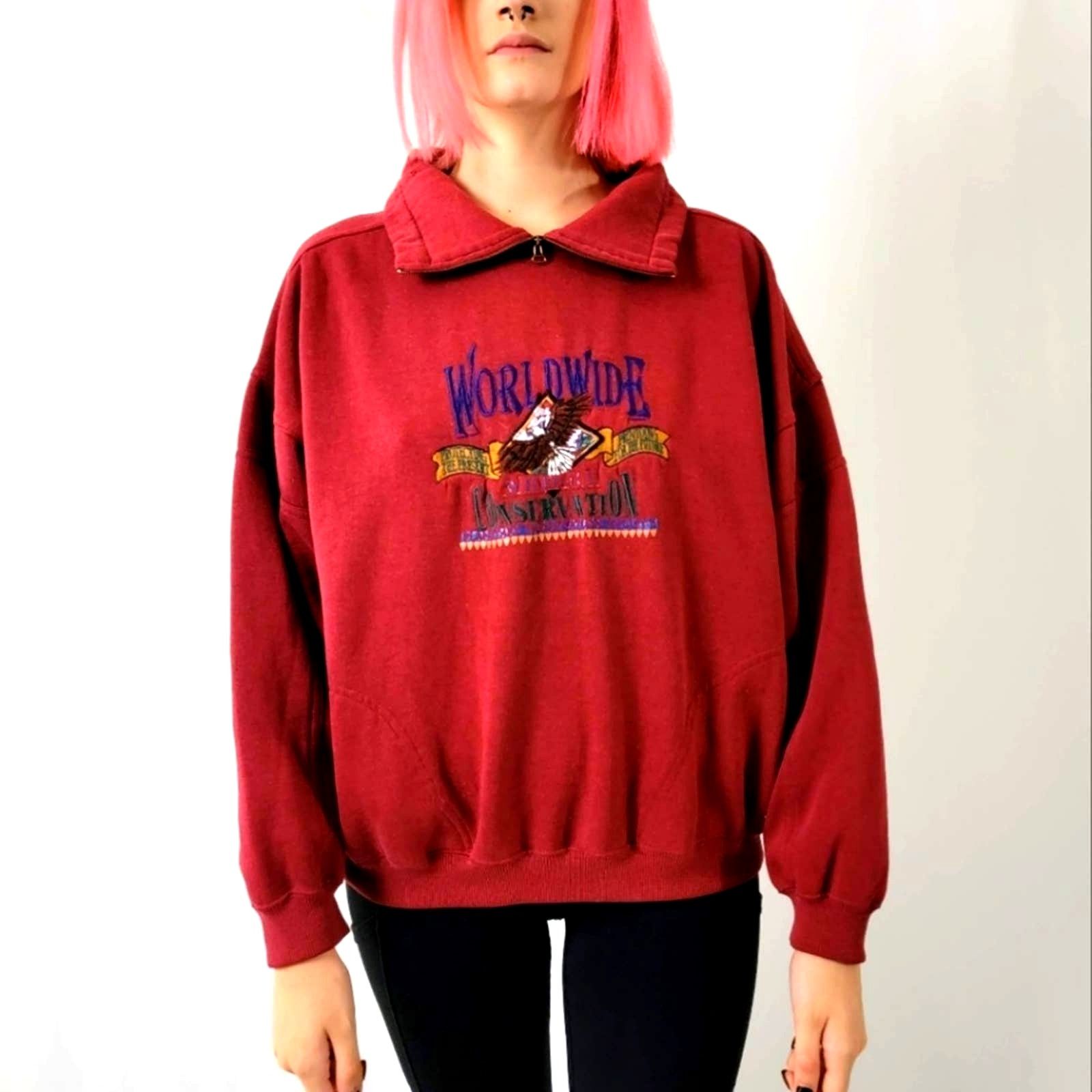Vintage Vintage 90s Worldwide Consevation Fleece Pullover Sweatshirt Size M / US 6-8 / IT 42-44 - 2 Thumbnail