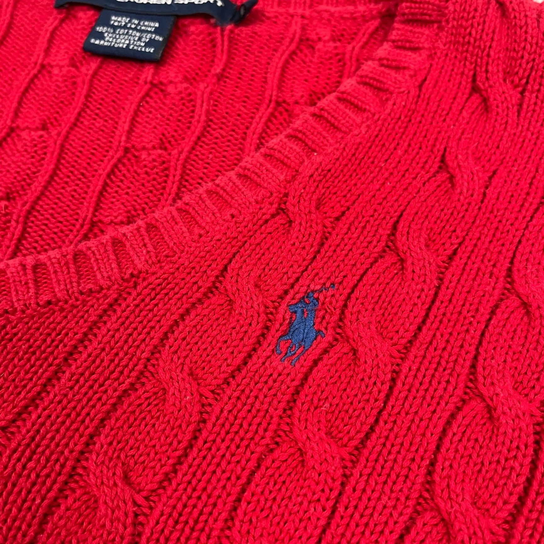 Polo Ralph Lauren VINTAGE Ralph Lauren Sport Sweater Womens M Red Cable Knit Jumper Preppy Academia Size M / US 6-8 / IT 42-44 - 2 Thumbnail