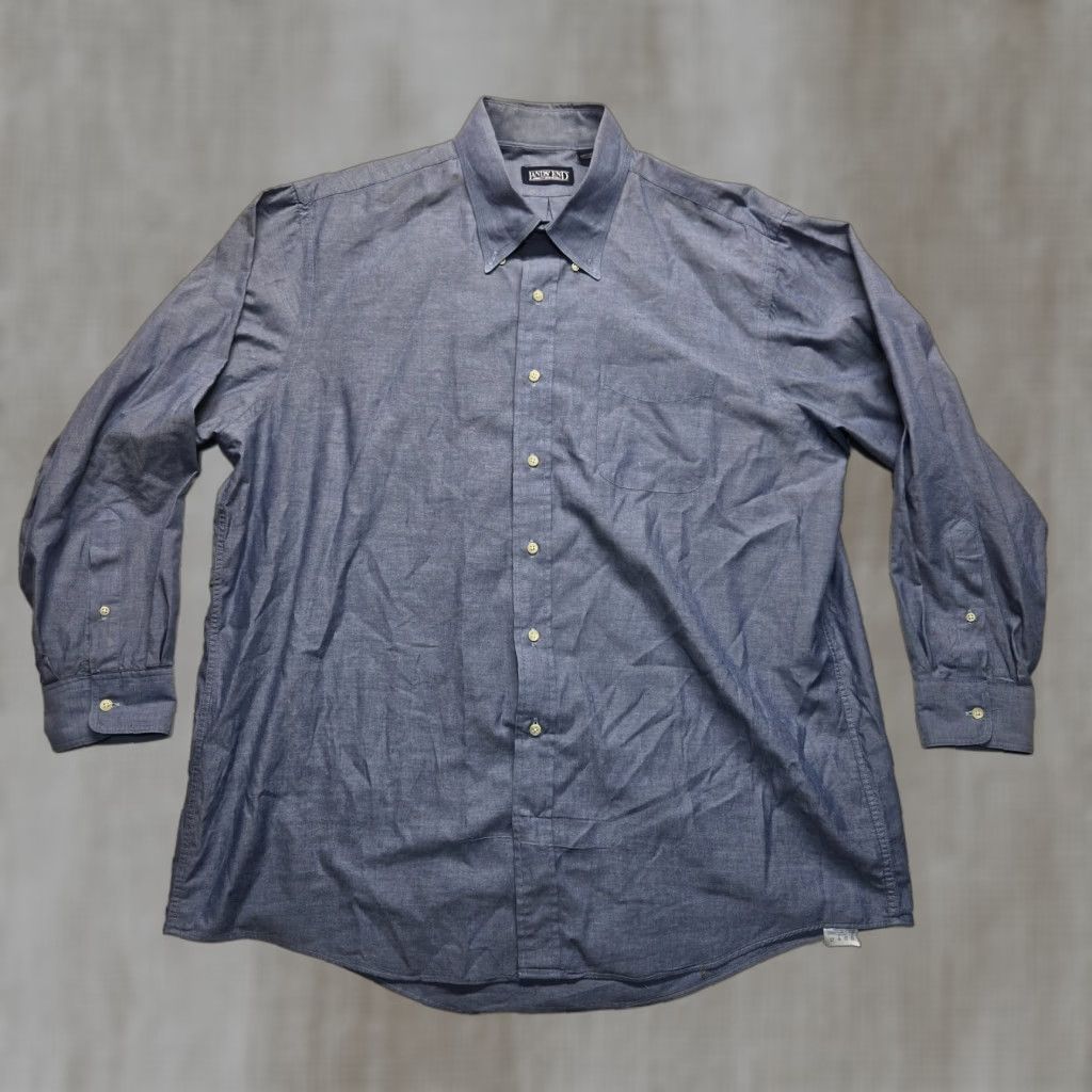 Lands' End Lands' End Shirt Men's Button-Down Solid Blue Long Sleeve 17.5 34 Size 17.5 Adult Regular Cotton Classic Fit Mens Size US XL / EU 56 / 4 - 1 Thumbnail