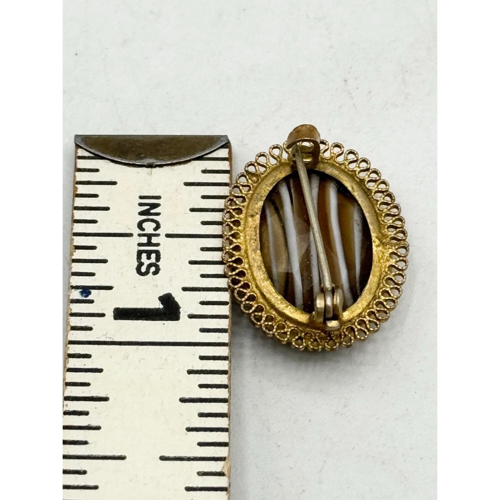 Other Vintage Estate antique striped striated agate stone brooch p Size ONE SIZE - 5 Thumbnail