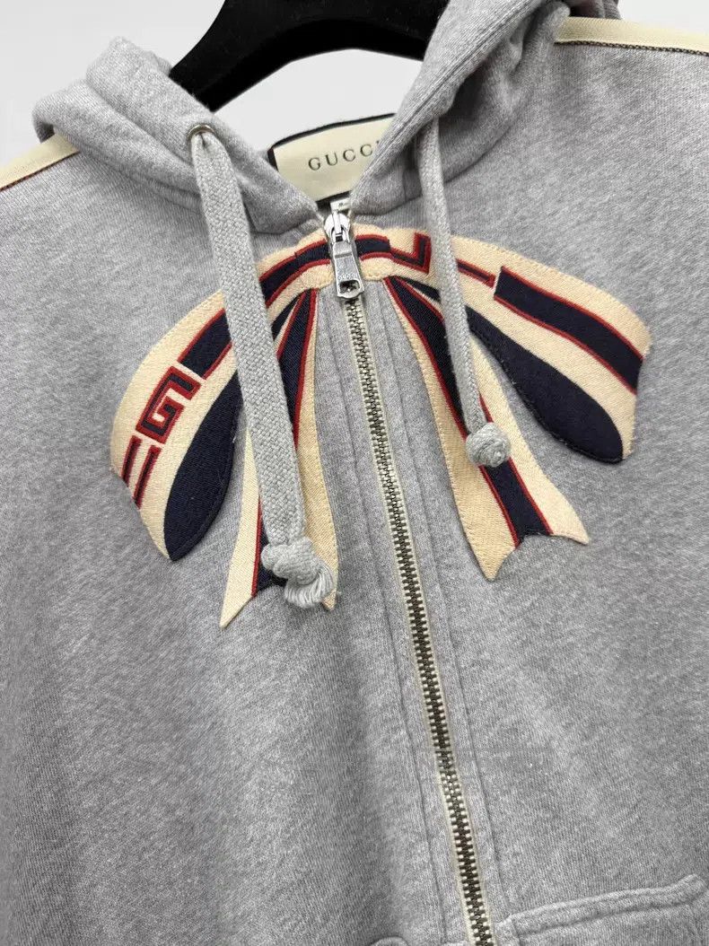 Gucci Gucci Gray Bow Letter Logo Zipper Jacket Size XS / US 0-2 / IT 36-38 - 2 Thumbnail