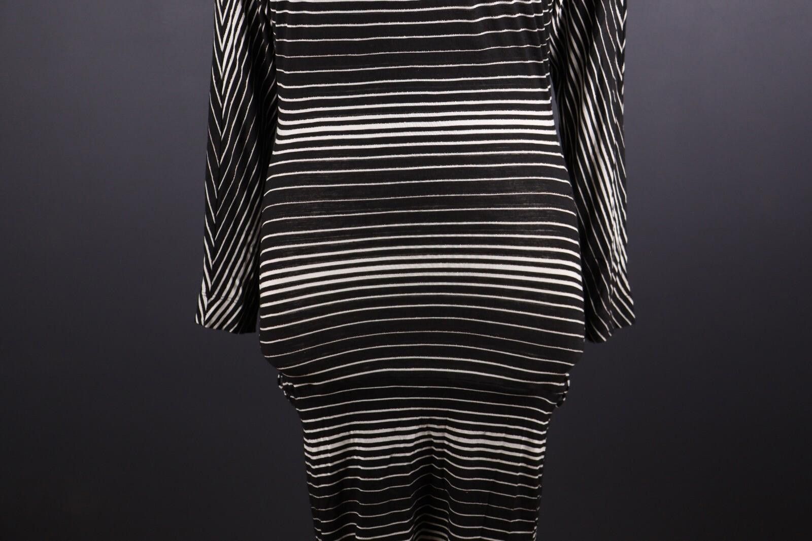 Designer Miss Sixty Black Stripe Knit Bodycon Midi Dress Size M Size M / US 6-8 / IT 42-44 - 3 Thumbnail