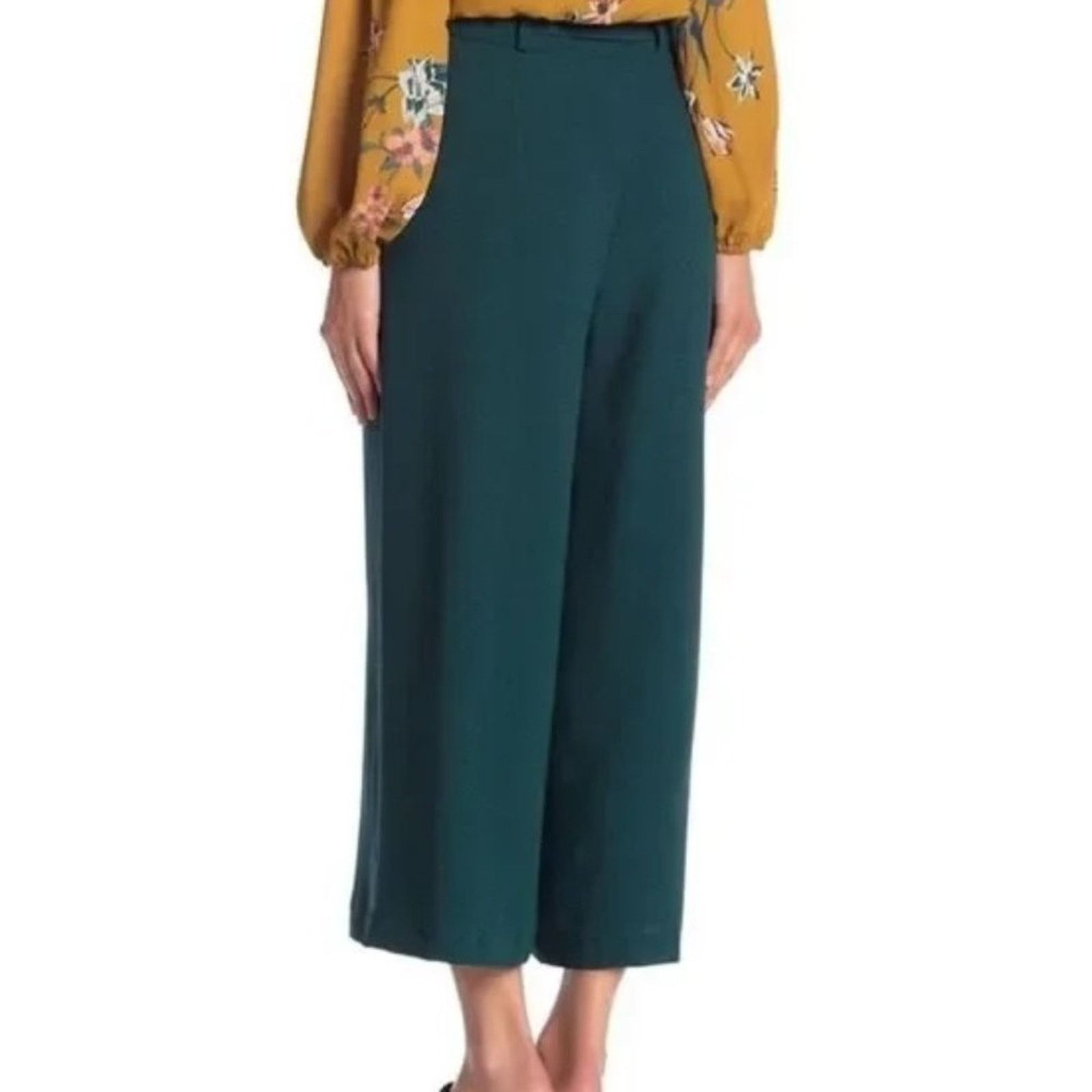 Anthropologie ANTHROPOLOGIE June & Hudson Wide Leg Crepe Pants Sz 1 Size 22" - 2 Thumbnail