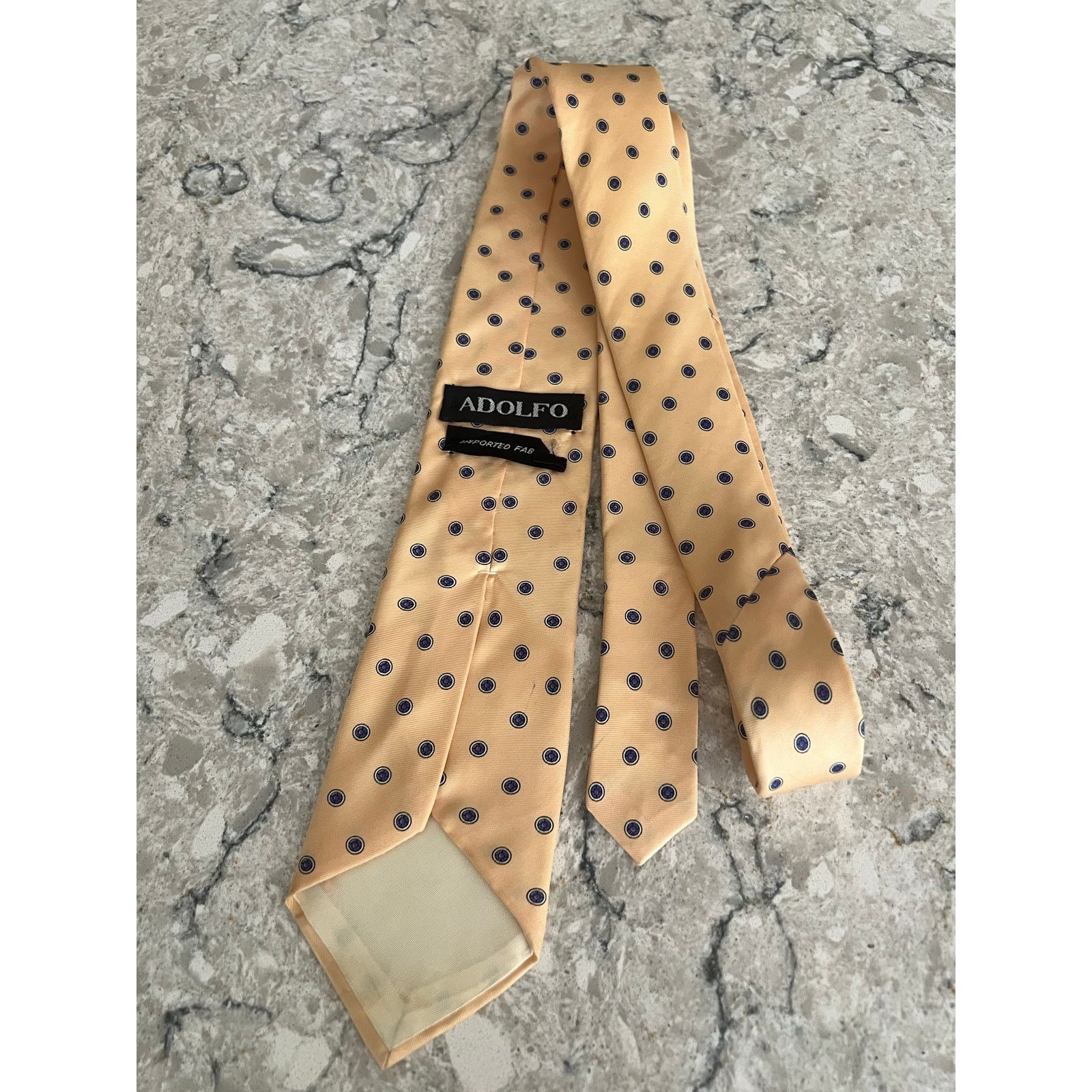 Vintage Vintage Adolfo 100% Imported Silk Men's Neck Tie Yellow Size ONE SIZE - 3 Thumbnail