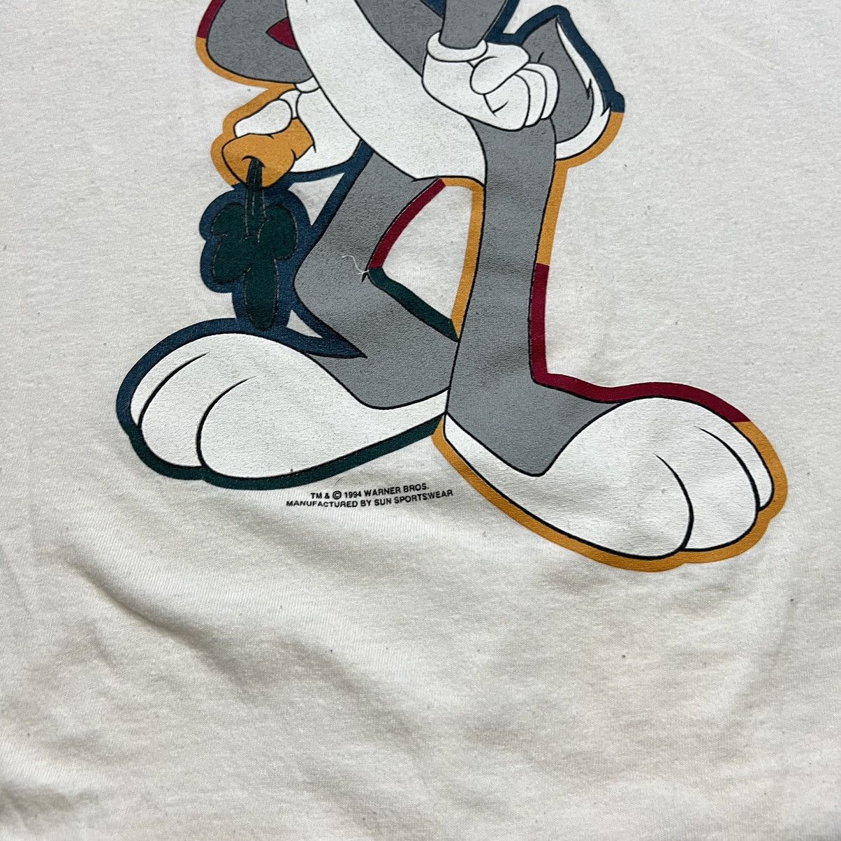 Vintage × Warner Bros Vintage 90s Bugs Bunny Looney Tunes Hoodie Graphic Tee Size US L / EU 52-54 / 3 - 5 Thumbnail