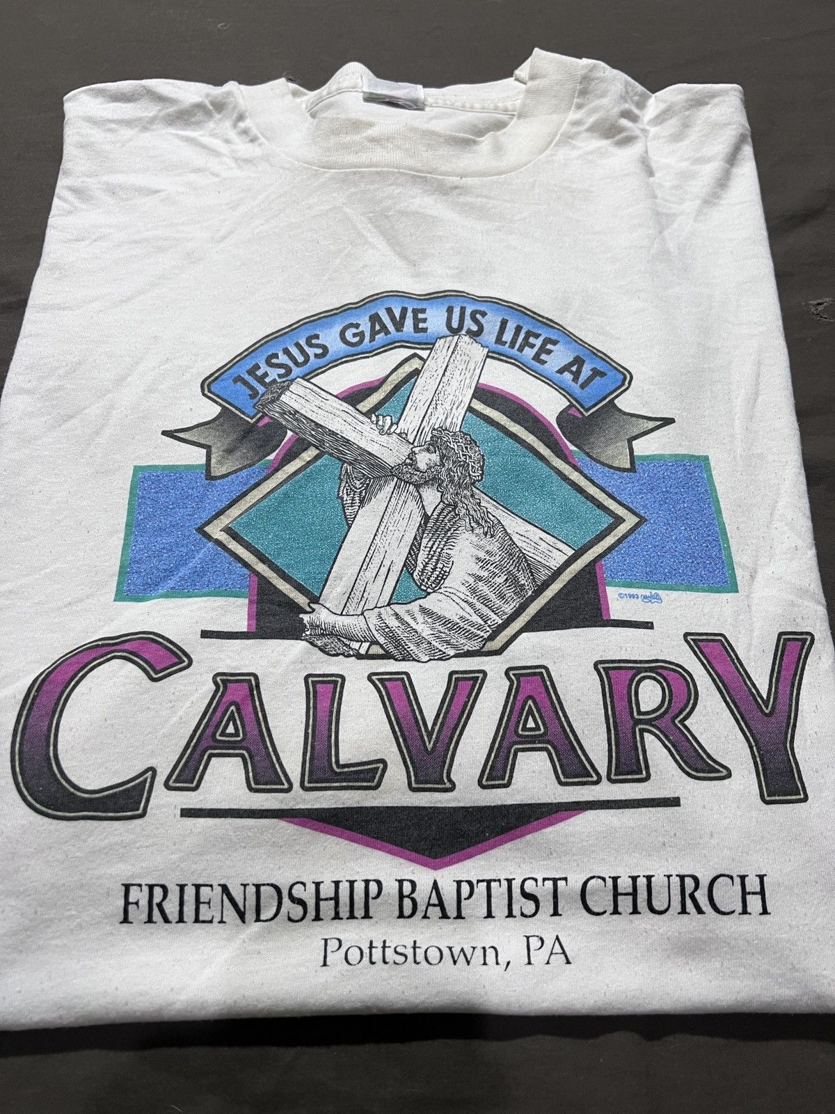 Vintage Vintage 90s Jesus God Holy Bible Promo Tee 3XL Oversized Size US XXL / EU 58 / 5 - 1 Thumbnail