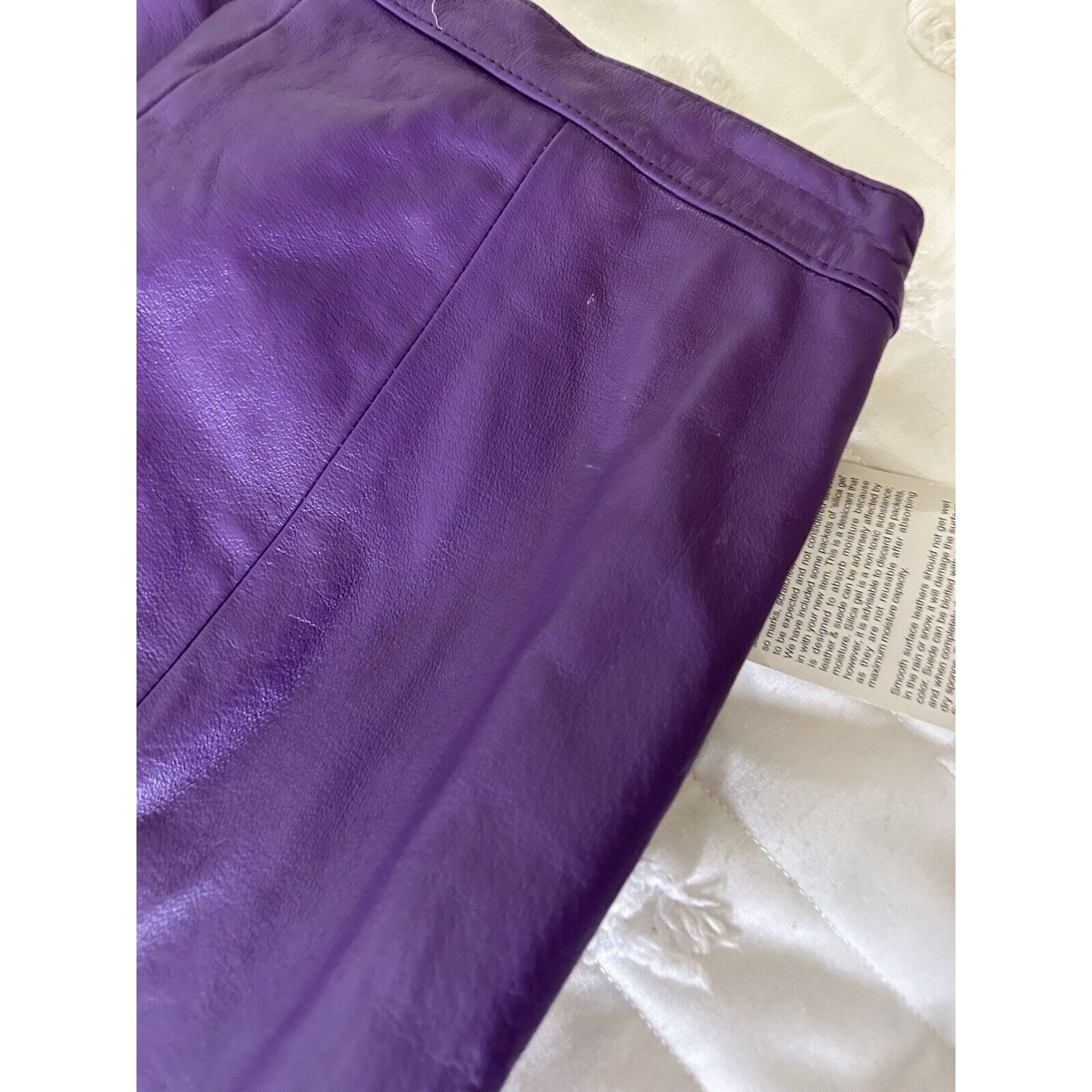Vintage VTG 80s 90s Leather Woman’s M/L Elastic Waist Skirt Long Pen Size 32" / US 10 / IT 46 - 3 Thumbnail