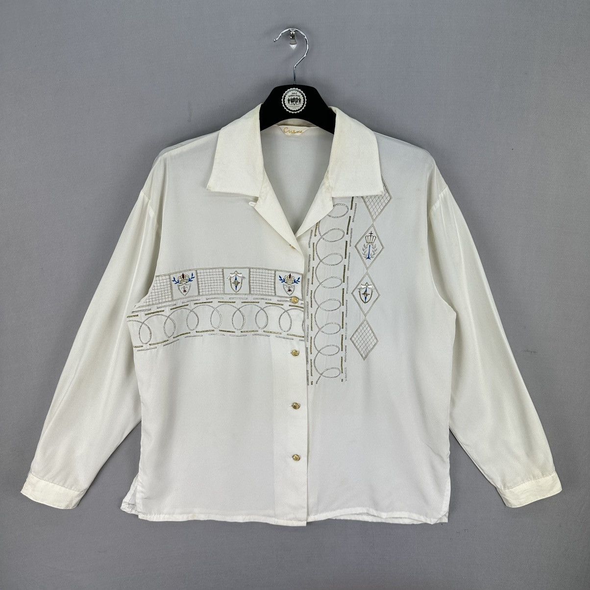 Flannel Vintage 90's Rockabilly Satin Shirt Loop Collar by Curve Size US M / EU 48-50 / 2 - 1 Thumbnail