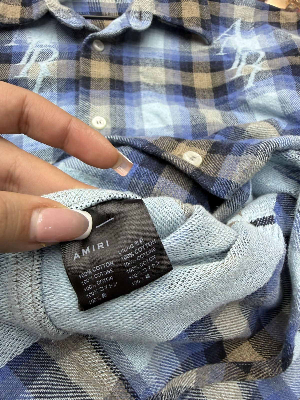 Amiri Amiri Blue Flannel L/S Size US L / EU 52-54 / 3 - 7 Thumbnail