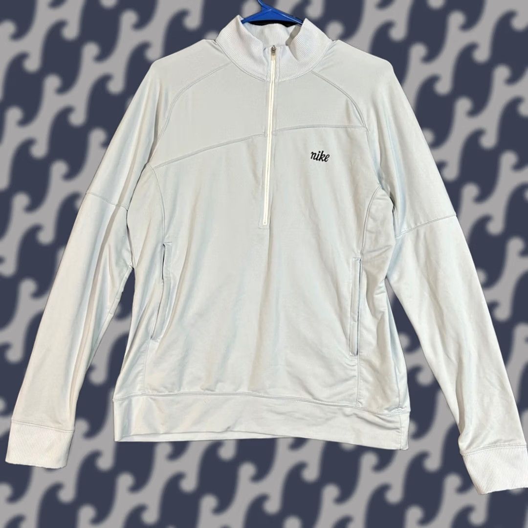 Nike VINTAGE Nike Womens Large Light Blue 1/4 Zip Pullover Active Long Sleeve Sweater Size L / US 10 / IT 46 - 1 Thumbnail