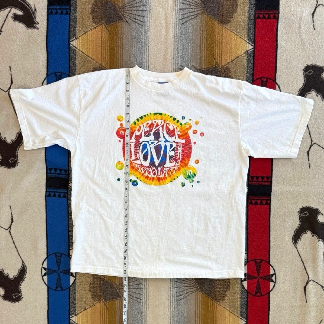 CHOCOOLATE VINTAGE M&Ms Candy Peace Love Chocolate T-Shirt XL White Men Short Sleeve 90s Advertisement Size US XL / EU 56 / 4 - 5 Thumbnail