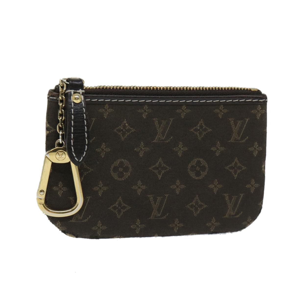 image of Louis Vuitton Monogram Mini Lin Pochette Cles Coin Purse Ebene M95230 Auth 68838, Women's