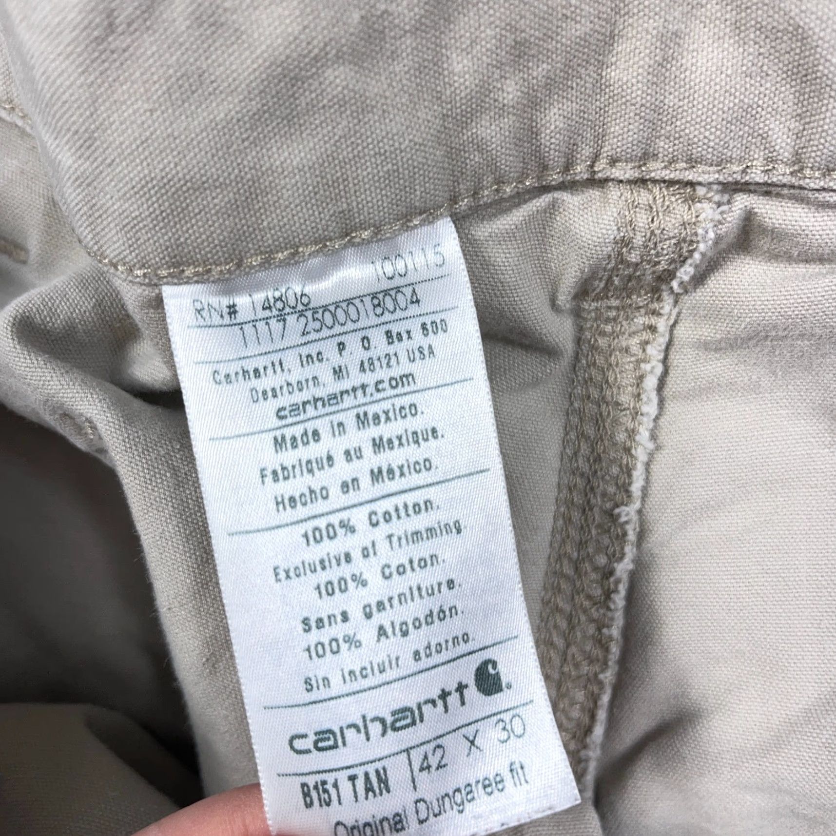 Carhartt VINTAGE Carhartt Pants Men 42x30 Carpenter JeansDungaree Work Wear B151 VTG Y2K Brown Beige Canvas 5-Pocket Casual Workwear Mens Size US 42 / EU 58 - 4 Thumbnail