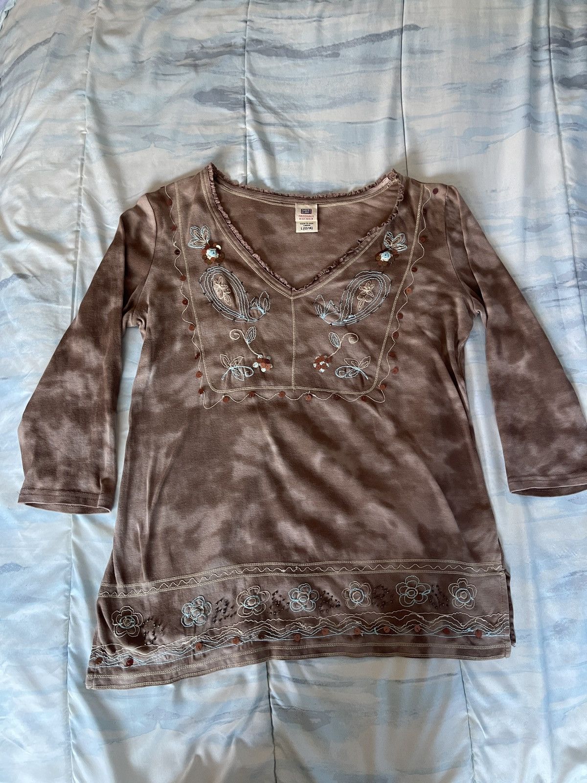 Faded Glory Tie-Dye Bohemian Shirt Size L / US 10 / IT 46 - 1 Thumbnail