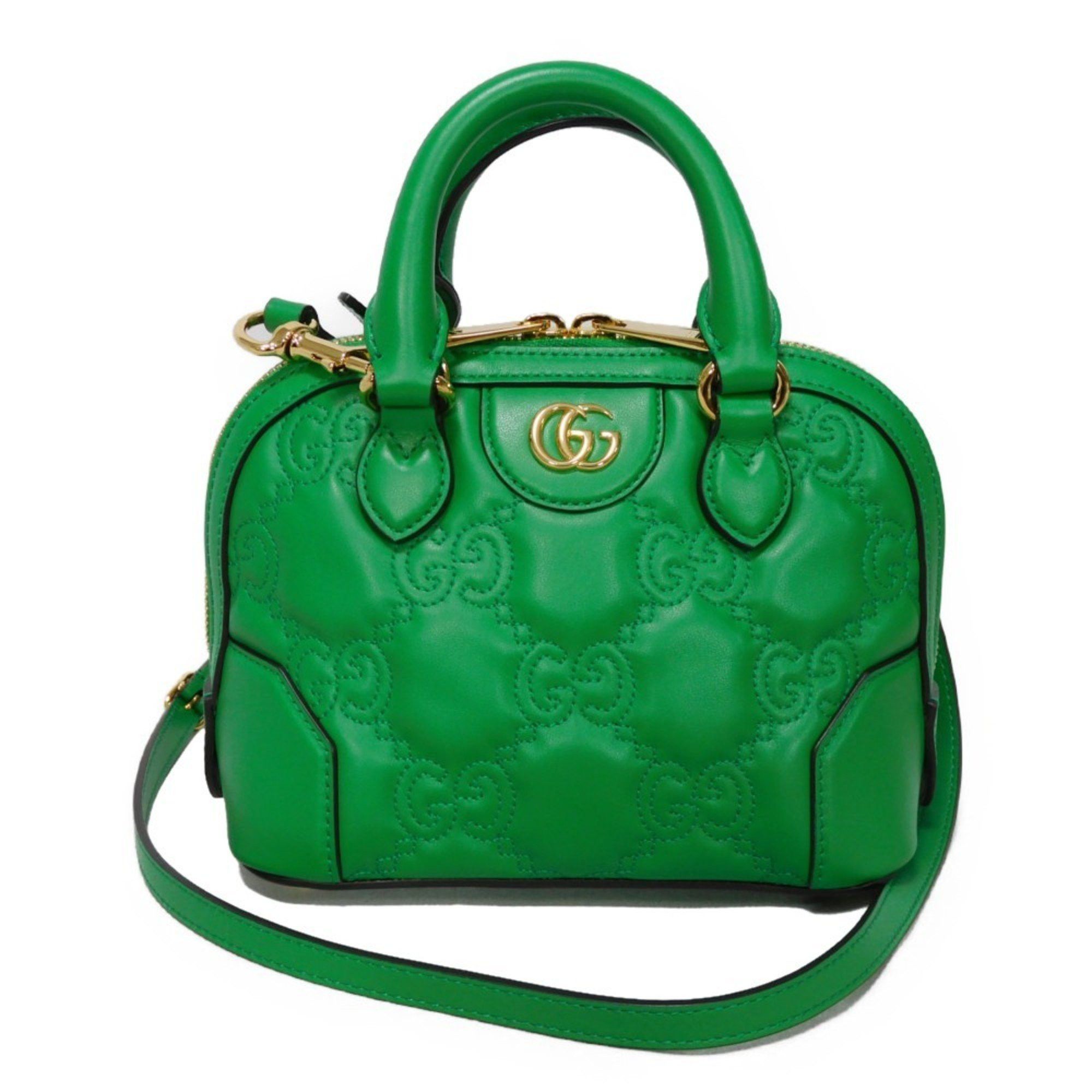 Gucci Handbag GG Matelasse Mini Top Handle Bag Shoulder Marmont Green 727793 Um8Hg 3773 Women's