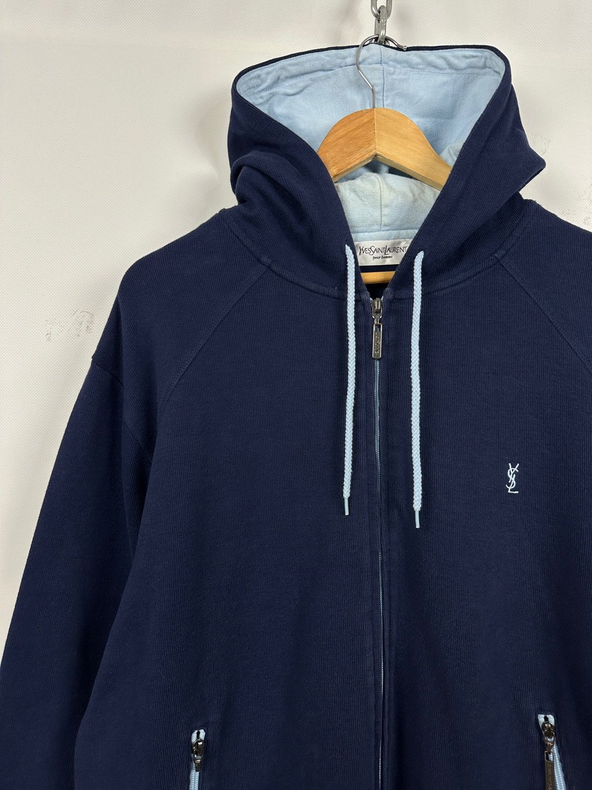 Yves Saint Laurent Vintage Yves Saint Laurent YSL Navy Blue Zip Up Hoodie Size US L / EU 52-54 / 3 - 5 Thumbnail