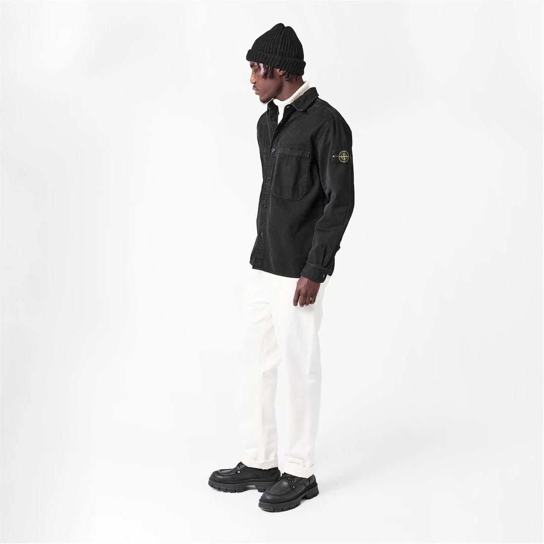 Stone Island o1g2r1mq0526 Button Overshirt in Nero Size US M / EU 48-50 / 2 - 6 Thumbnail