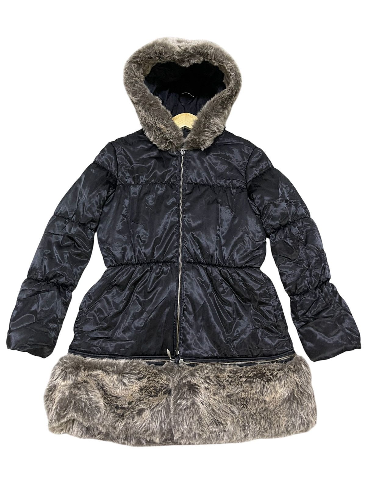 Jean Paul Gaultier Junior Gaultier Girls Black Faux Fur Trim Winter Coat Jacket Size S / US 4 / IT 40 - 6 Thumbnail