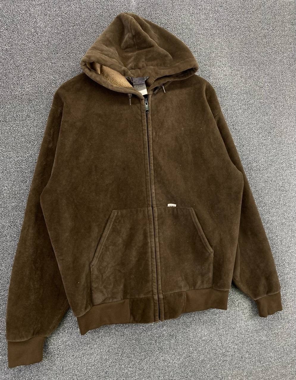 Carhartt Vintage 1990s Carhartt Fleece Faux Fur Zip Up Hoodie Jacket Size US L / EU 52-54 / 3 - 2 Thumbnail