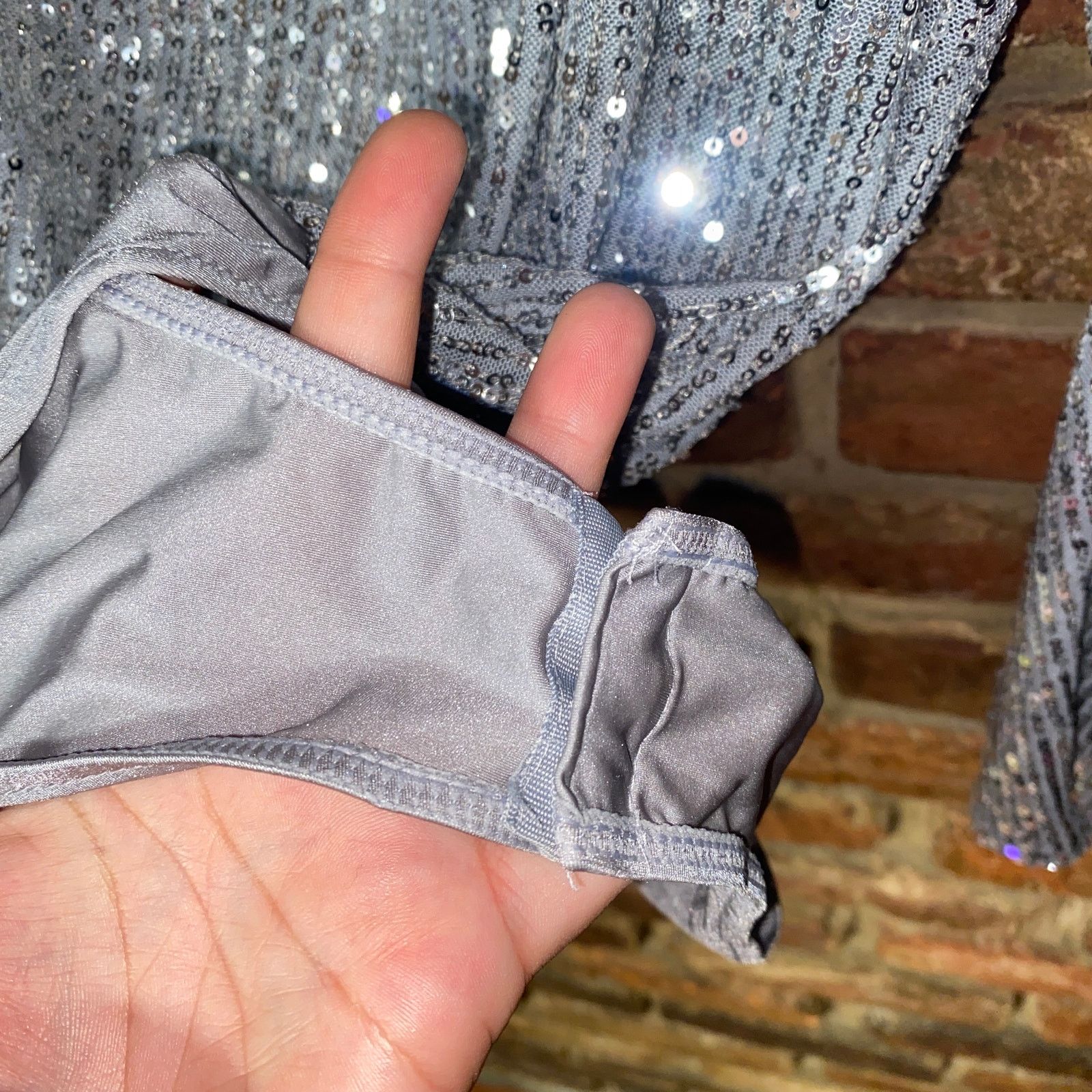 Zara Zara Silver Sequined One Shoulder Long Sleeve Bodysuit Large Size L / US 10 / IT 46 - 5 Thumbnail