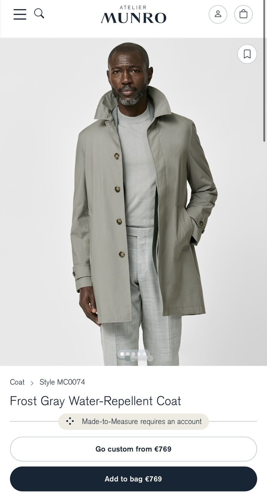 SHINE LUXURY ATELIER MUNRO Frost GGray Car Coat Loro Piana Storm System M Size US M / EU 48-50 / 2 - 2 Thumbnail