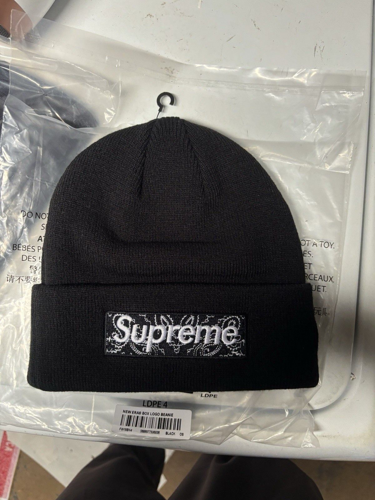 Supreme Supreme New Era Black Bandana Box Logo Beanie FW19 | Grailed