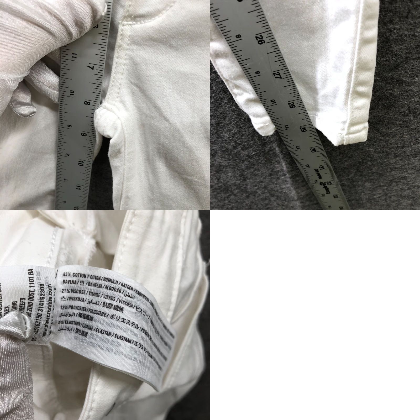 Abercrombie & Fitch Abercrombie & Fitch White Skinny Jeans Womens 0R 25x29 Stretch Low Rise Denim Jeans Size 25" / US 0 / IT 36 - 8 Thumbnail