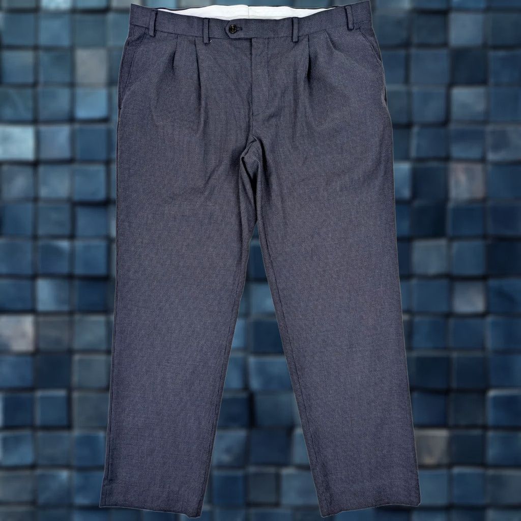 Ralph Lauren RALPH LAUREN Gingham Check Pleated Dress Trouser Pants Men 38x30 Navy Blue Boys? No, Men's. Size US 38 / EU 54 - 1 Thumbnail