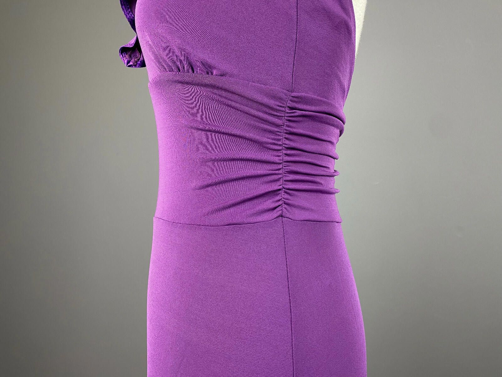 Designer Ladies Max Mara Purple Silk Open Neck Party Dress Size 38 Size M / US 6-8 / IT 42-44 - 5 Thumbnail