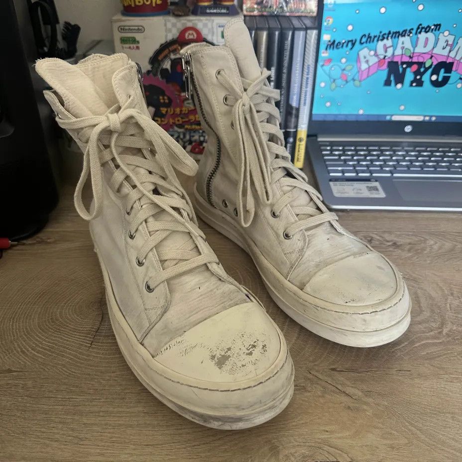 Rick Owens Drkshdw Rick Owens DRKSHDW Canvas Hightop Ramones Size US 10 / EU 43 - 1 Thumbnail