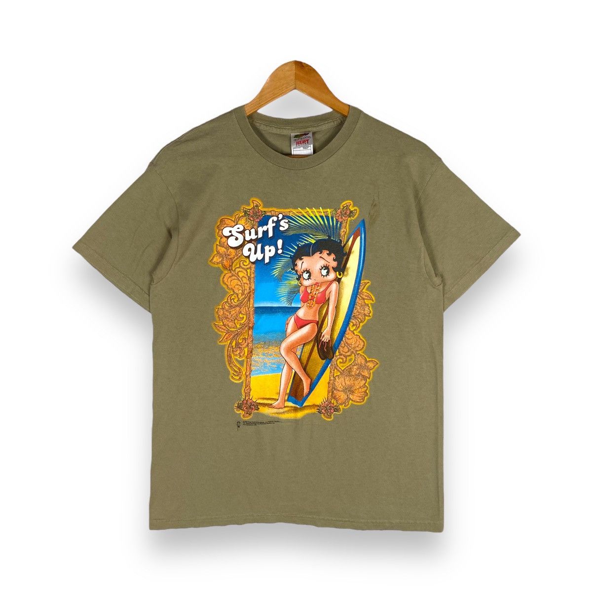 image of Cartoon Network x Vintage Betty Boop Surf's Up Cartoon T Shirt in Brown, Men's (Size Medium)