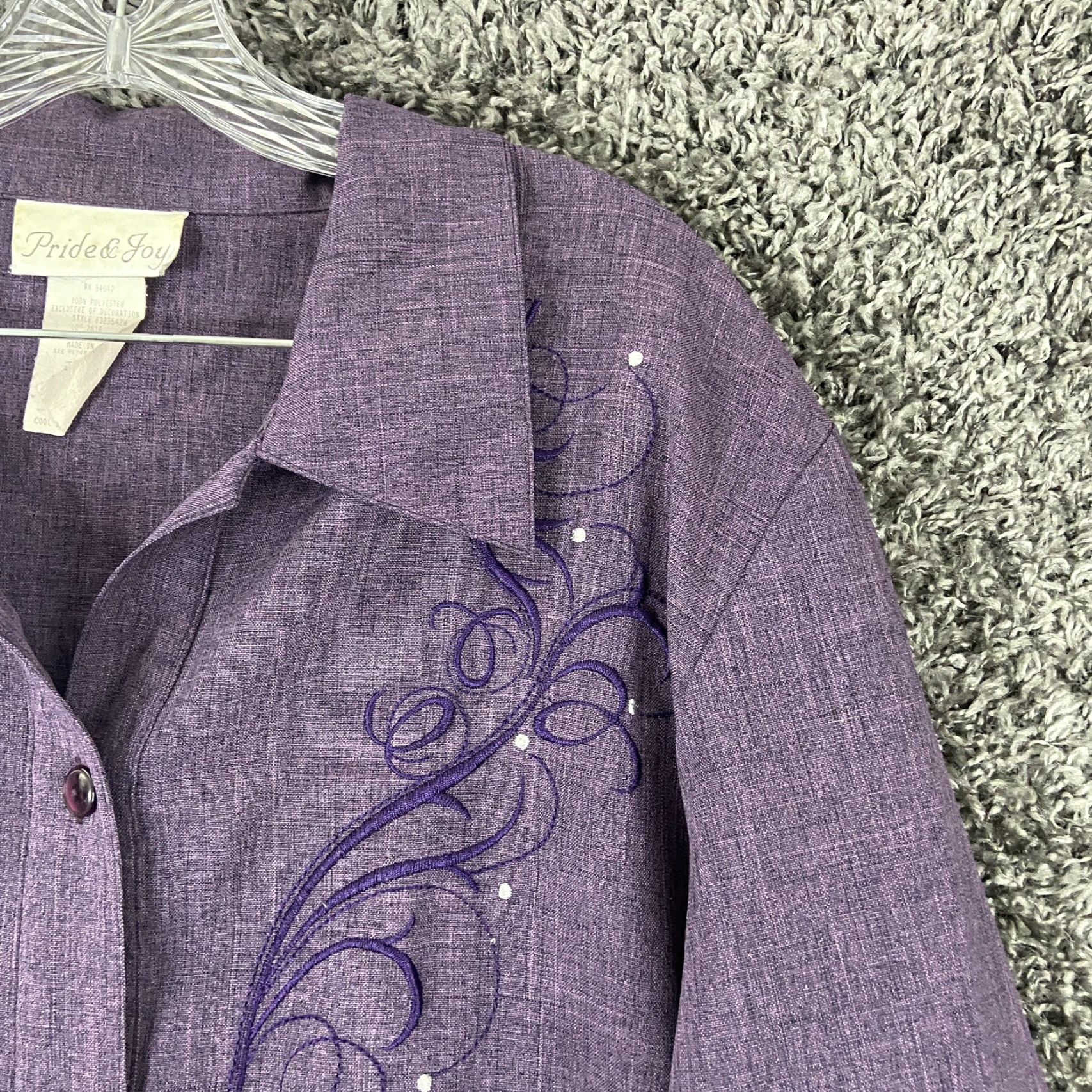 Vintage Pride & Joy Blouse Button Up Women 20W Purple, Plus Size, blouse, Women, 20W Size 3XL / US 20-22 - 5 Thumbnail
