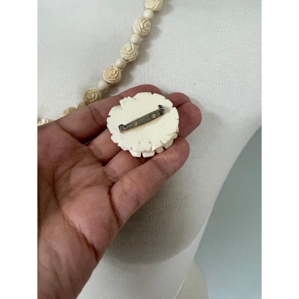 Vintage 4pc Vtg Celluloid Necklace + Earrings +Brooch Jewelry Bundle Size ONE SIZE - 6 Thumbnail