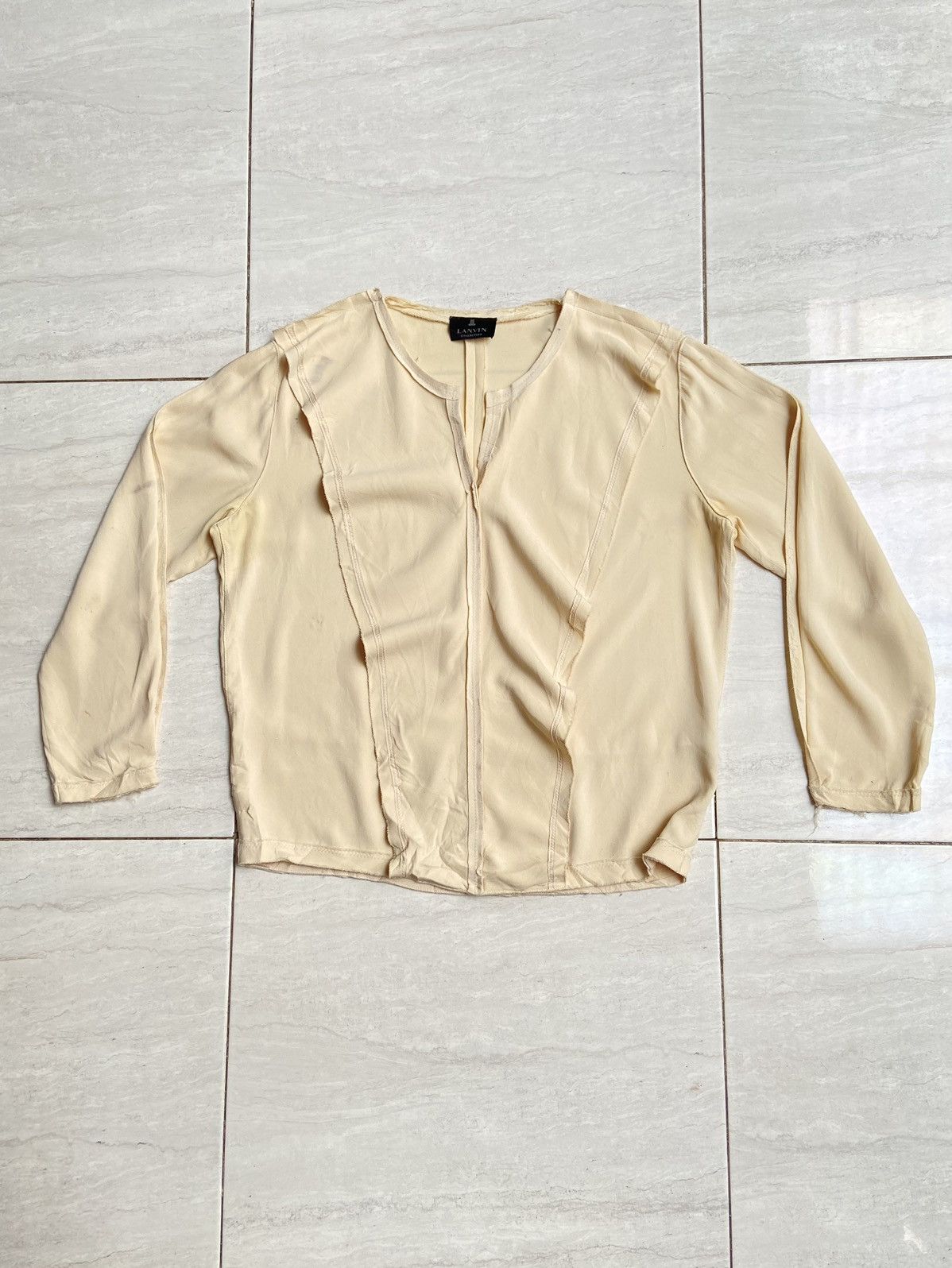 Lanvin LANVIN Collection Cream Blouse Size L / US 10 / IT 46 - 6 Thumbnail