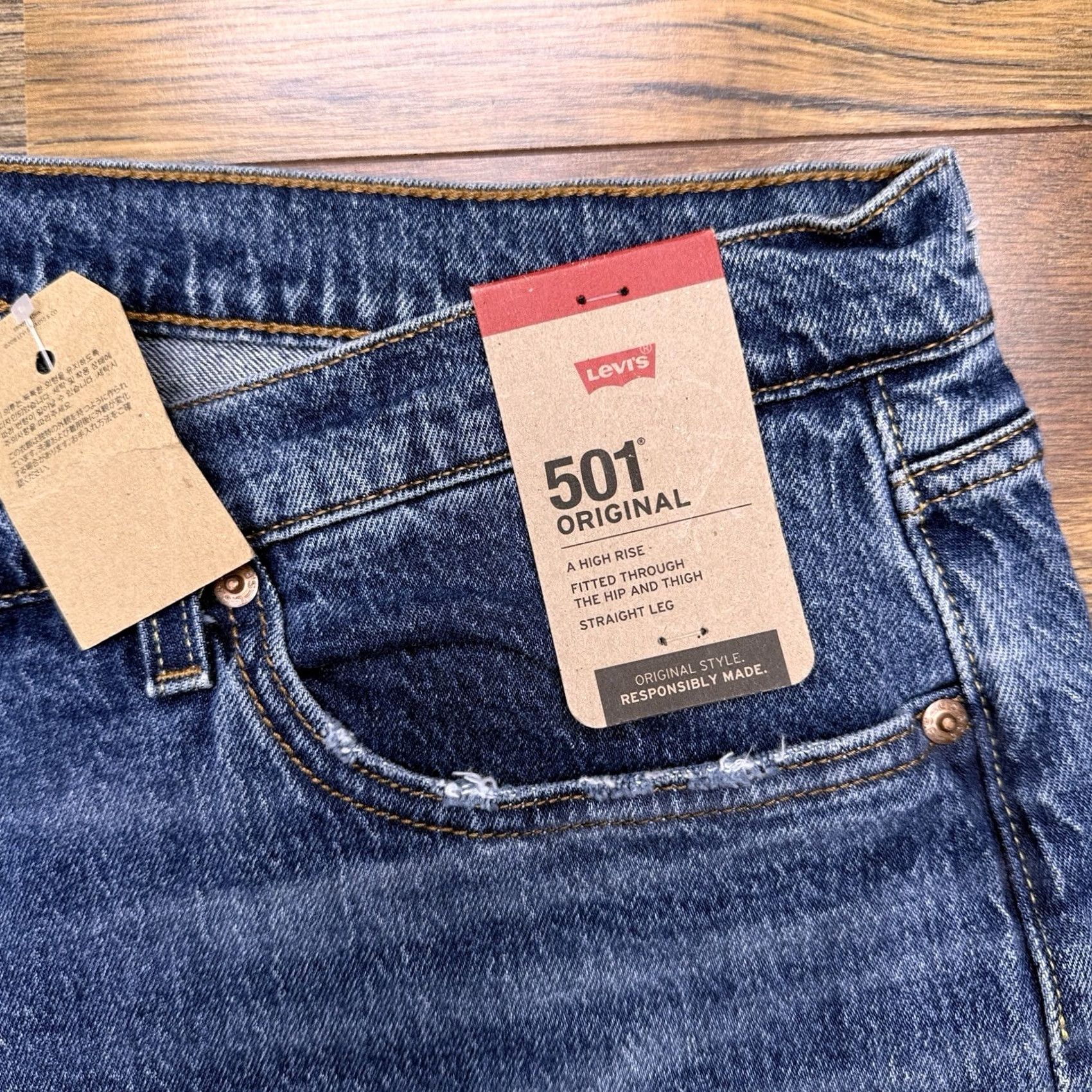 Levi's Levi's 501 Original Straight Jeans Womens 18W High Rise Stretch Denim 5-Pocket Blue NWT Size 40" / US 18 - 4 Thumbnail