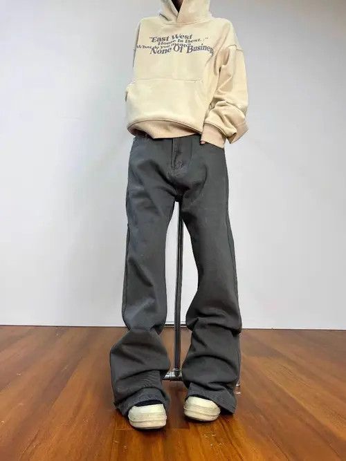 Japanese Brand × Jean Distressed black and grey flared straight baggy jeans Size US 33 - 3 Thumbnail