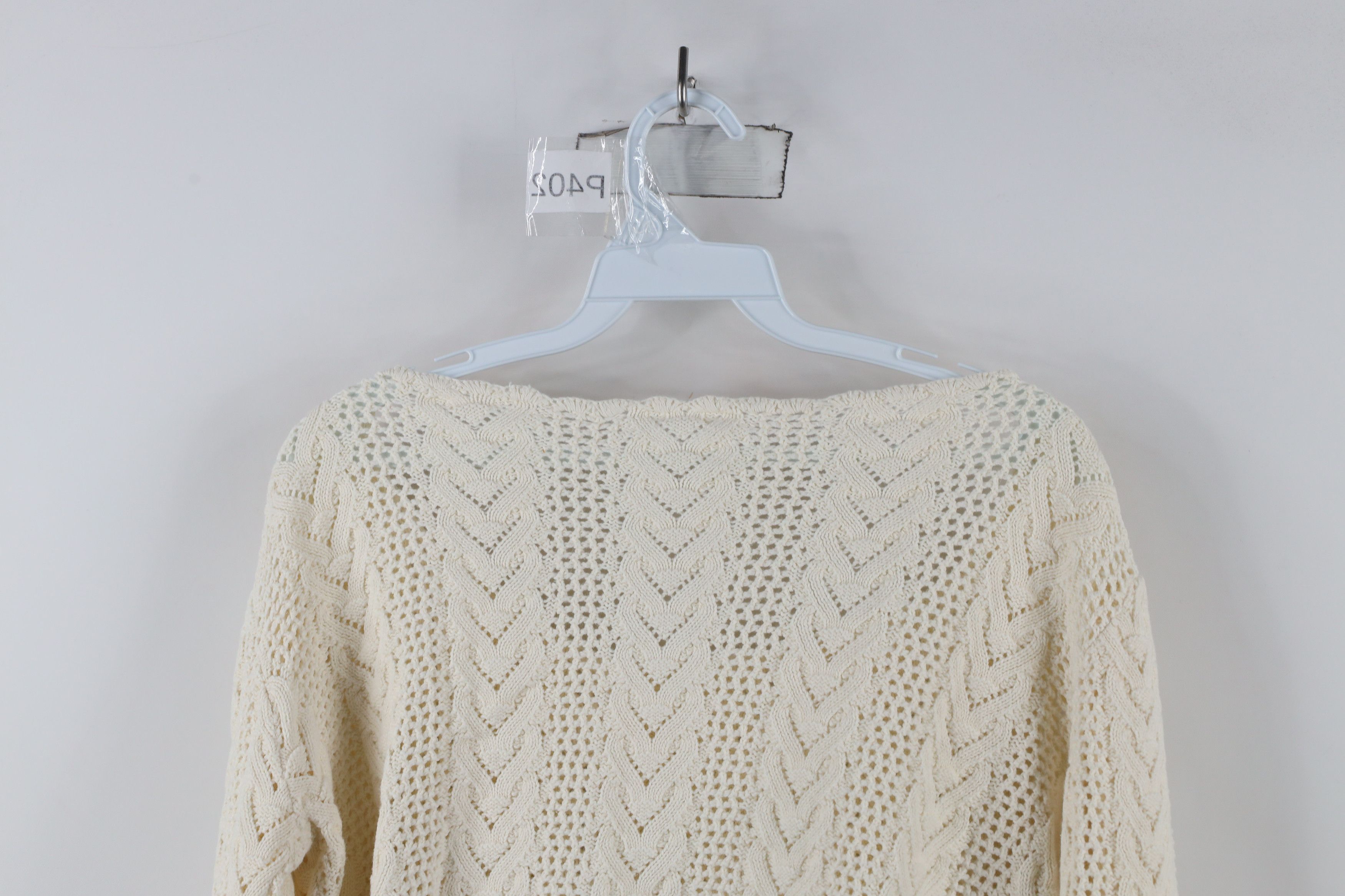 Vintage Vintage 90s Streetwear Fisherman Knit Aran Sweater Cream Size L / US 10 / IT 46 - 8 Thumbnail